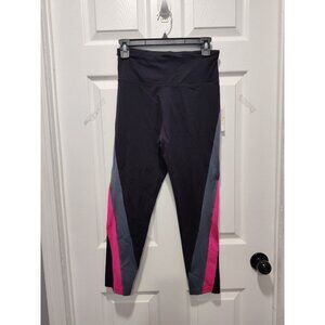Dkny Sport Women's High-Rise Colorblocked 7/8 Leggings - Black/Orchid MEDIUM
